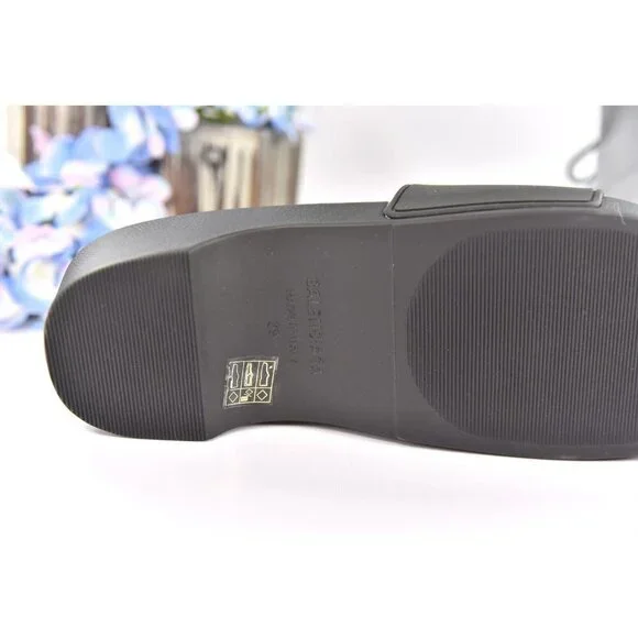 Balenciaga BB Black Rubber Wedge Slide Sandals Size 39 NIB